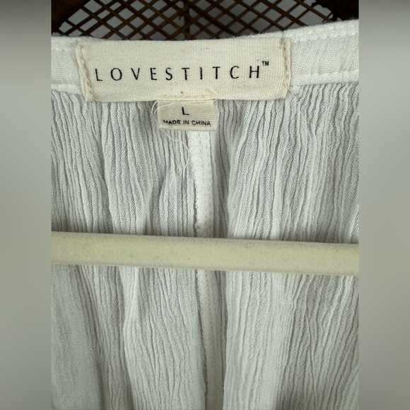 Lovestitch Boho Festival Peasant Top Tassel Tie Neck Long Sleeve Gauze Size L - Picture 5 of 6